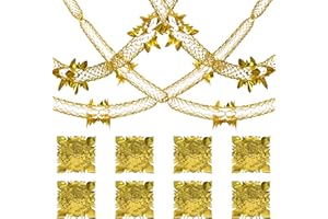 KELTRA 8 Pcs Christmas Ceiling Decorations Indoor,Hanging Foil Gold Garland Streamers Xmas Tree Garlands Ceilings Decoration House Dangly Seiling Swirl Foils Tinsel,for New Year Christma Party Decor (Gold)