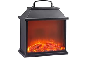 CEPEWA 73330 LED Fireplace Lantern with Flame Flickering Decorative Lantern Mood Light Table Fireplace