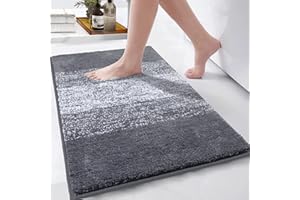 Enyhom Maty łazienkowe z mikrofibry, bardzo miękka mata łazienkowa, antypoślizgowa, nadaje się do prania, ciemnoszary, dywanik łazienkowy, puszysty, chłonny dywanik łazienkowy, 50 x 80 cm