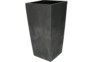 KOTARBAU® Macetero cuadrado 195 x 195 x 375 mm con maceta interior, color gris oscuro
