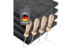 FAMILIENMOMENTE 4 Kit Poinçon pour Enfant et Adultes –4 Aiguilles à Piquer et 4 Tapis feutrés-Développe la Concentration et la créativité grâce au Bricolage- Piquage Picotage, Poinçonnage Maternelle