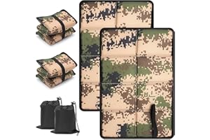 TULEBOLIAN Lot de 2 coussins de siège d'extérieur pliables, imperméables, 29,5 x 40 cm, motif camouflage, isolant, pour randonnée, pique-nique, camping, jardin