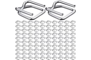 Amyhill 150 Pcs Metal Wire Buckle Heavy Duty Reusable Metal Buckle Poly Strap Buckles for 3/4" Polypropylene Packaging Strapping Plastic Cord Strapping, Silver, Silver