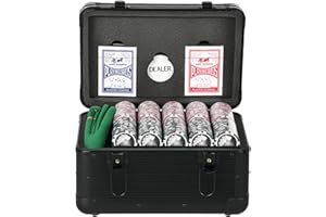 SPORTNOW Set da Poker con 600 Fiches per Texas Holdem, Set da Casinò con Valigetta da Poker in ABS, 2 Mazzi di Carte da Gioco, Vassoio per Fiches, Tappetino e Dealer per 12 Giocatori, Nero