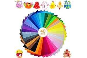 Druuzyl 40 fogli feltro 20x30cm - pannolenci colorato per lavoretti - set multicolore per DIY, Natale e bambini - tessuto morbido per cucito e decorazioni
