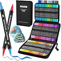 Tongfushop 72 Couleurs Feutre Acrylique, Stylo Acrylique à Double Pointe Pour Coloriage Adulte, Marqueur Peinture Acrylic Markers à Base D'Eau Pour Pierre, Bois, Toile, Verre, Céramique, Plastique