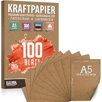 Papier Kraft 250g A3 - 50 Feuilles Recyclé Brun Pour Bricolage, Cartes Et Déco Vintage