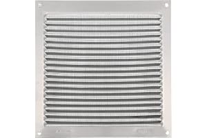 Amig - Kwadratowa kratka aluminiowa z moskitierą - Otwory wentylacyjne na wylot powietrza - Idealny do sufitu w kuchni i łazience - Wymiary 170 x 170 mm - Kolor srebrny