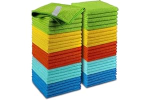 AIDEA Lot de 50 Chiffons de Nettoyage en Microfibre de qualité supérieure - Non Pelucheux, Anti-Rayures - Absorbants - pour Voitures, SUV, camions et Bateaux - 30 x 30 cm