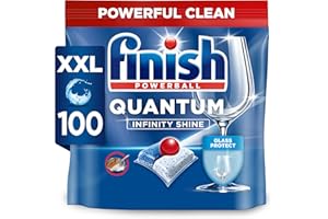 Finish Powerball Quantum All in 1 Pastillas para el lavavajillas todo en 1, limpieza profunda y brillo superior, 100 pastillas