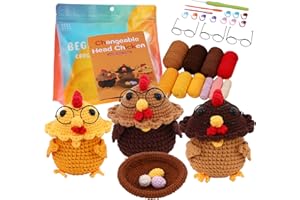 ANGAHE creating moments Crochet Kit de Manualidades para Adultos y adolescentes: Kit de crochet y Ganchillo Fácil para Crear Amigurumi - Ideal Principiantes. (3 Gallinas Sabias Crochet)