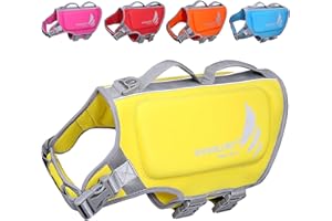 VIVAGLORY Chaleco Flotante Ligero para Perros, Chaleco de Natación de Neopreno Suave con Anilla en D y Cierre de Liberación Rápida para Mayor Seguridad y Comodidad, Amarillo