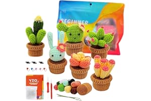 ANGAHE CREATING MOMENTS Crochet Kit de Manualidades para Adultos y adolescentes: Kit de crochet y Ganchillo Fácil para Crear Amigurumi - Ideal Principiantes, Todo Incluido en el Kit Para Hacer los 6 cactus.