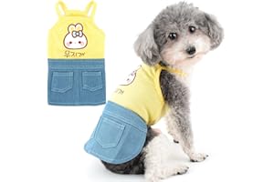 Zunea Camisole Dog Dresses for Small Dogs Girls Summer Puppy Sundress Denim Skirt Cute Female Dogs Dress Soft Vest Shirts Pet Clothes Outfits Daily Wear Doggie Chihuahua Clothing Apparel Yellow S