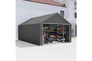 Aufun Carport Tenda da Garage 4x6m, Tenda da Deposito Impermeabile con Tetto in PE, Tenda da Garage Resistente agli Strappi con Pareti Laterali Rimovibili, Resistente ai Raggi UV Resistente