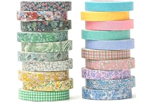 YUBX Lot de 20 rouleaux de ruban washi fin - Motif antique - Ruban adhésif décoratif coloré pour bricolage, bullet journal, planificateur, scrapbooking, emballage