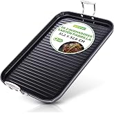 Nutrichef Grill Pan, Grill 50 cm x 32 cm, Anodised, Rotisserie, Griddle Kitchen, Non-stick, Reinforced Handles, Dishwasher Sa