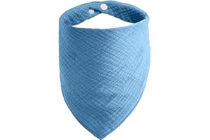 ICEMOOD Adjustable Cotton Bandana - Solid Color Scarf for Medium Dogs with Button Fastening, Blue, Large,31lbs - 75lbs