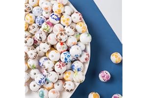 HERZWILD Perline in Ceramica 12mm Rotonde 100pz per Creazione Gioielli, Collana, Bracciali Fai Da Te