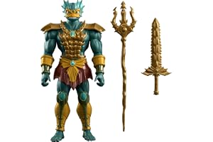 Masters of the Universe Origins 200X Mer-Man actionfigur | MOTU leksak 14 cm, tecknad 80-talsskurk, detaljerad design, treudd