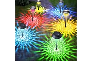 LITOHOM Solar Lights Outdoor Garden,IP65 Waterproof 6 Pack,Color Changing+Warm White LED Path Lights Outdoor,Up to 12 Hrs Solar Powered Garden Lights for Walkway Patio Yard Backyard Lawn Landscape Decorative