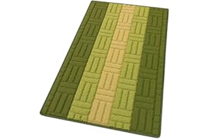 EMMEVI Tappeto Cucina Bordato Assorbente Tessitura 3D Varie Misure E Colori Multiuso Bagno Camera Corridoio 100% Made in Italy mod.MIA 57X145 VERDE