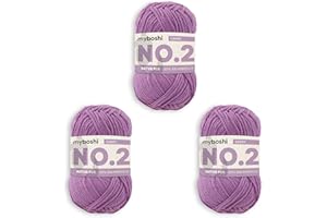 ‎MYBOSHI myboshi No.2 Baumwolle zum Häkeln, Baby Wolle, vegane Wolle zum Stricken, 60 Grad waschbar, für Baby und Amigurumi, 50g, Ll 100m Lila (Candy Purpur) 3 Knäuel