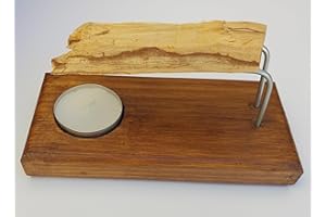 YA-DECOREGALOS Quemador de Palo Santo e Inciensos, Base de Madera con Soporte Metálico, Incluye Vela y Palo Santo