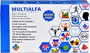 Multialfa Sugarfree Multivitamin Tablets with Immunity Booster Complex,Probiotics, Vitamin C and Zinc.Nutritional supplement for Immunity, Strength and Stamina.