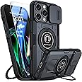 GOLDJU for iphone 16 Pro Max Case, Built In Slide Camera Cover & Rotatable Kickstand Ring [1 * Screen Protector] Military Heavy Duty ShockProof Protective Case for iPhone 16 Pro Max 6.9 Inch - Black
