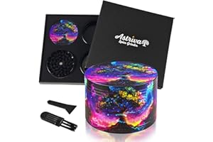 ASTRIVA Grinder Large 63mm, 4-Piece Cool Grinder Metal with 40 Shark Teeth, Spice Crusher with Pollen Screen for Kitchen Herb (Purple B)