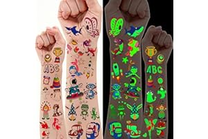 RIZTGAE 380 Stück Tattoos für Kinder, Kindertattoos Mädchen Jungs Spielzeug ab 3 4 5 6 7 8 9 10 Jahre Mitgebsel Kindergeburtstag Leuchttattoos Geschenke 3-12 Jahre Junge Adventskalender Füllung Kinder