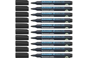 ‎SCHNEIDER Schneider Maxx 130 Permanent-Marker mit Rundspitze (Strichstärke: 1-3 mm, nachfüllbar) 10er Packung schwarz