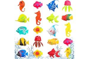 Weewooday 20 Pieces Artificial Moving Fishes Plastic Floating Fishes Lifelike Fish Ornament Aquarium Decorations for Fish Tank (Jellyfish and Seahorses)