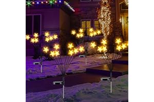 FOHIL Solarlampen für Außen Garten 4 Stück 32 LED Solar-Gartenleuchten Sternlichter, Weihnachtsdekoration Wasserdichte Glühwürmchen Solarleuchten für Garten Gehwege Hof Terrasse Decor Landschaft Dekoratives