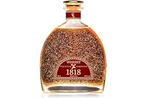 CL CONDE LUMAR CONDE LUMAR Whisky 1818 Feuille d'or 23 Carats - Cadeau Original Femme et Homme - Affinage en Fûts de Bourbon et de Sherry - Premium Liqueur pour Offrir Avec Certificat Or - 40% - Sans Coffret