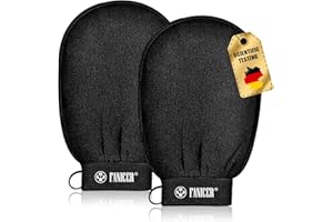 NACERLARY 2 Stück Exfoliating Gloves, Sanfte Effektives Peeling, Peeling Handschuhe, Peelinghandschuh für Bad, handschuh für Körper und Gesich für Damen und Herren (Schwarz)