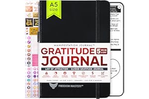 FREEDOM MASTERY Law of Attraction Life & Goal Planner – 90-dniowa podróż tworząca Twoje wymarzone życie, osobisty dziennik wdzięczności, planer tygodniowy sukcesu, tablica wizyjna i organizer + naklejki na planer, niedatowane