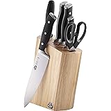 BALLARINI 18790-017-0, Ceppo di coltelli, 7 pezzi, Ceppo in legno, Coltelli e forbici in acciaio inox speciale/Impugnature in