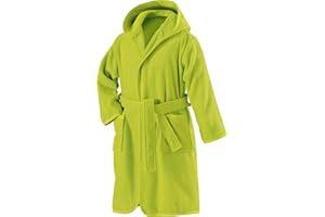 Erwin Müller Kinder-Bademantel mit Kapuze Uni Frottier - weich, flauschig, saugstark, mit Bindegürtel und Taschen, 100% Baumwolle Walk-Frottier