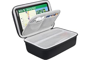 BOVKE Funda Duro para 6-7 Pulgadas Tomtom GO 620 GPS para Coche/Tomtom GPS para Coche GO Classic/Discover/Essential/Basic, Garmin DriveSmart 66/76/65 GPS, Espacio Adicional para Accesorios, Negro