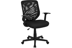 Flash Furniture Norris Mid-Back Black Mesh Tapered Back Swivel Task Office Chair with T-Arms