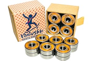 Naivskb Skate Bearings 8mm 16 Pack, Precision 608 Bearings Quad Inline Skates Roller Derby Skateboard Longboard Scooter(Vintage Orange)