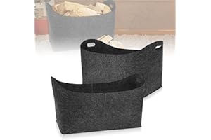 ACXIN 2 cestini per legna da ardere, in feltro con manico rinforzato, per riporre oggetti in feltro per legna da ardere, giornali, alimenti, ecc., 55 x 30 x 40 cm, colore grigio scuro