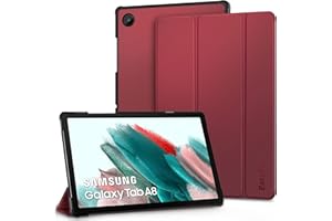 EasyAcc Funda Carcasa Compatible con Samsung Galaxy Tab A8 10.5 2021/2022 (SM-X200/SM-X205), Ultra Slim PU Protectora Carcasa con Función de Soporte, Vino Tinto