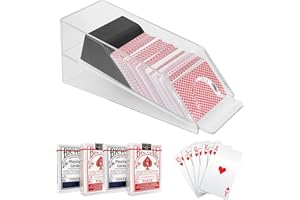 Ulsam Blackjack Shoe Collection Playing Card Dispenser, 4 Deck Size Casino Grade Card Dealer, Card Shoe for Standard Size Poker Deck Gambling Games Accessories, Blackjack Shoe and Discard Tray (Clear)