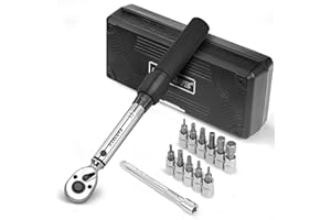 UYECOVE 1/4 Inch Drive Torque Wrench Set 2-20 Nm, 13Pcs Bike Torque Wrench, Bicycle Torque Wrench & MTB Tool Kit, with Allen Hex, Torx Sockets, Extension Bar, Black