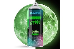 LUMENTICS Leuchtspray Grün-Grün - Nachleuchtendes Spray - Leuchtet im Dunkeln - Aus Deutschland - 400 ml Sprühfarbe mit Zusatz-Cap