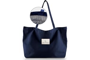 Emma Jonasson Shopper Tasche Damen groß mit Reißverschluss - Jutebeutel mit Innentasche - Esthetic Tote Bag Damen - Taschen Damen groß Stofftasche für Einkauf Arbeit Uni Schule