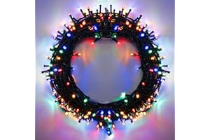 EPESL Luce di Natale 120 LEDs 15m Stringa Luci, Interno da Esterno Funzione di Memoria con 8 Modalità Estensibile Natalizie Catene Luminose Decorazione per Domestici Alberi Halloween Festa Nozze - Colorato